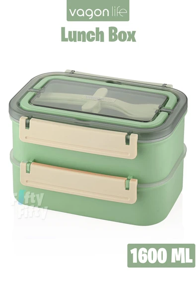 Vagonlife Bento Lunch Box 1600 ML 2 Kat Yeni Nesil Sefer Tası Paslanmaz Çelik -FFLBOX2221 - 12