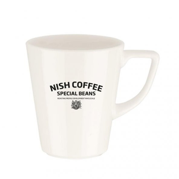Nish Kahve Porselen Beyaz Kupa 300cc