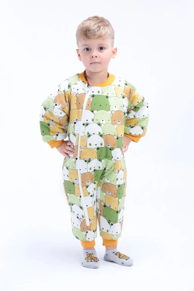Ayıcık Desen Çocuk Uyku Tulumu Yeşil Uyku Tulum - 8