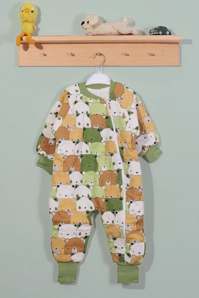 Ayıcık Desen Çocuk Uyku Tulumu Yeşil Uyku Tulum - 2