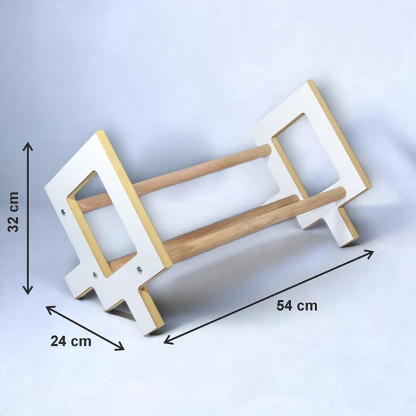 Masaüstü Kitaplık Ahşap Kitap Rafı Banyo Havlu Organizer Düzenleyici Kitaplık 50cm MDF - 5