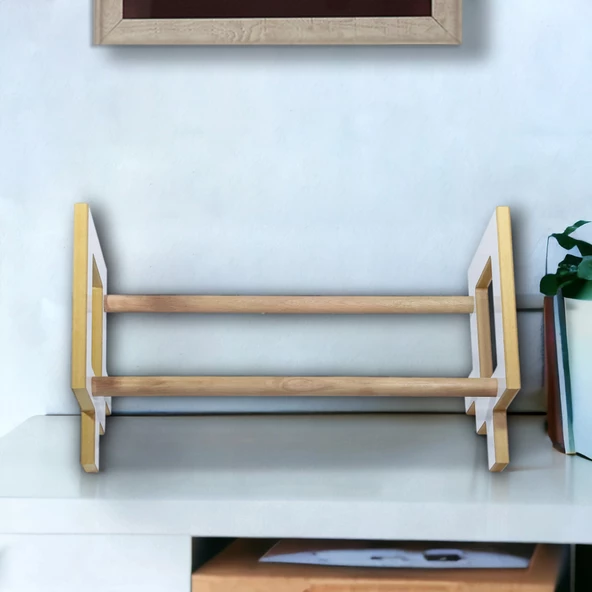 Masaüstü Kitaplık Ahşap Kitap Rafı Organizer Düzenleyici MDF Kitaplık Çocuk Kitaplığı 50cm - 4