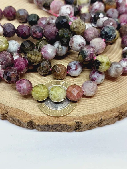 Turmalin Taşı Karışık Renkler Royal Quality Faset Kesim Dizi 10mm (52932) - Resim 2