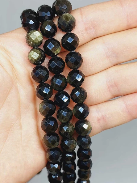 Golden Obsidyen Taşı Royal Quality Faset Kesim Dizi 10mm (52930) ürün görseli