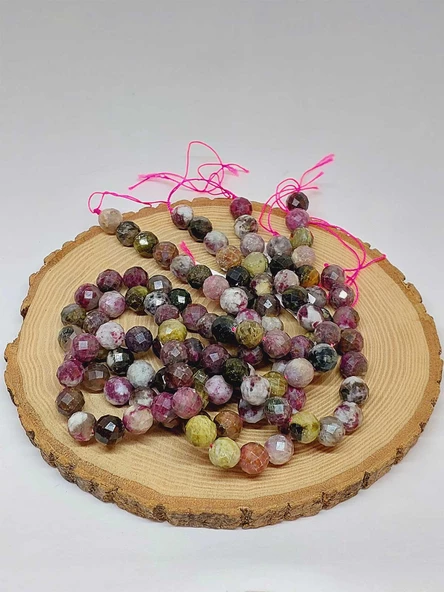 Turmalin Taşı Karışık Renkler Royal Quality Faset Kesim Dizi 10mm (52932) - Resim 3