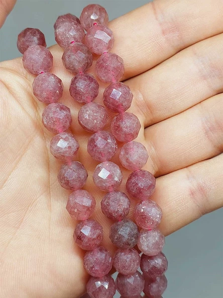 Çilek Kuvars Taşı Royal Quality Faset Kesim Dizi 10mm (52922) ürün görseli