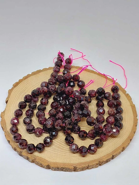 Lal (Granat) (Garnet) Taşı Royal Quality Faset Kesim Dizi 10mm (52918) - Resim 3