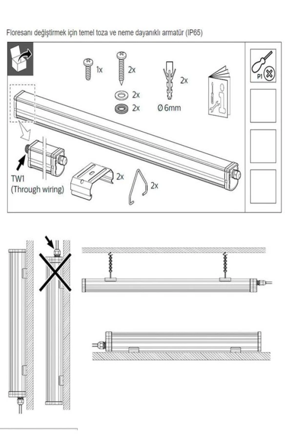 Philips 40W Suya Dayanıklı Dolap Altı Led Bant Armatür PoliKarbon Kasalı Beyaz 120 Cm - 5