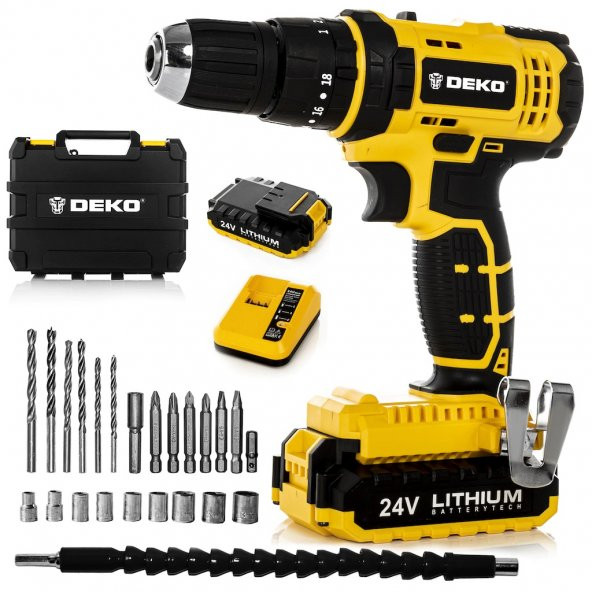 Deko 24 V 5 Ah Darbeli Çift Akülü Vidalama Matkap + 27 Parça Set - 2