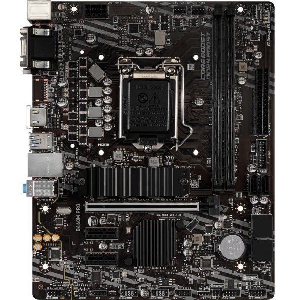 MSI B460M PRO DDR4 M2 PCIe NVME HDMI DVI PCIe 16X v3.0 1200p mATX - 2