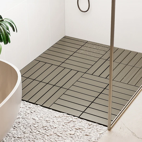 Porsima 1177 Bahçe Balkon Teras Zemin Paspası Banyo Paspası 36lı Dış Mekan Karosu Latte - Resim 4