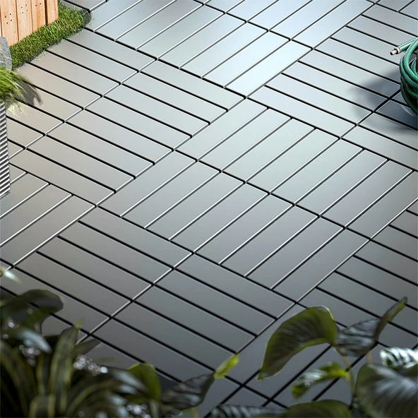 Porsima 1177 Bahçe Balkon Teras Zemin Paspası Banyo Paspası 36lı Dış Mekan Karosu Latte - Resim 6