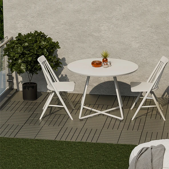 Porsima 1177 Bahçe Balkon Teras Zemin Paspası Banyo Paspası 36lı Dış Mekan Karosu Latte - Resim 2