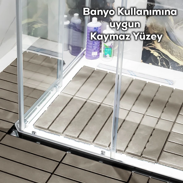 Porsima 1177 Bahçe Balkon Teras Zemin Paspası Banyo Paspası 36lı Dış Mekan Karosu Latte - 3