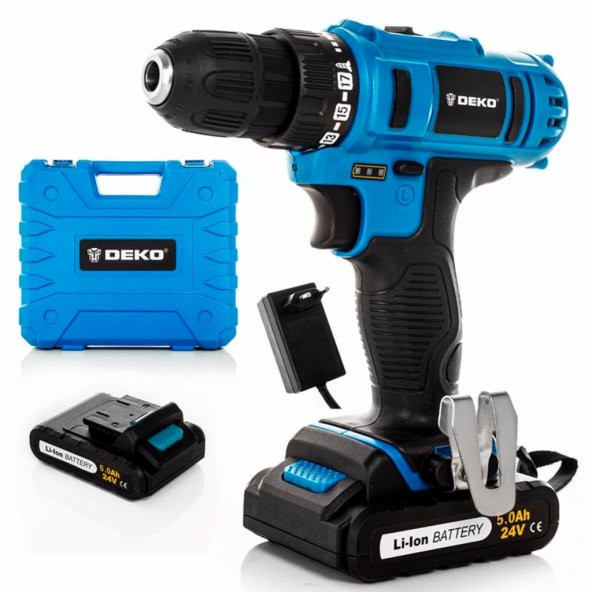 Deko Blue 24 V 5 Ah Li-ion Çift Akülü Şarjlı Vidalama Matkap - 2