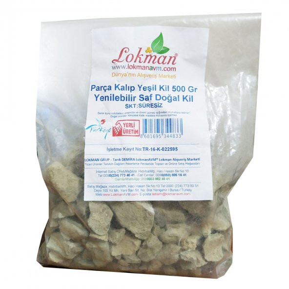 Parça Kalıp Yeşil Kil 500 Gr Yenilebilir Saf Doğal Kil Paket - Resim 2