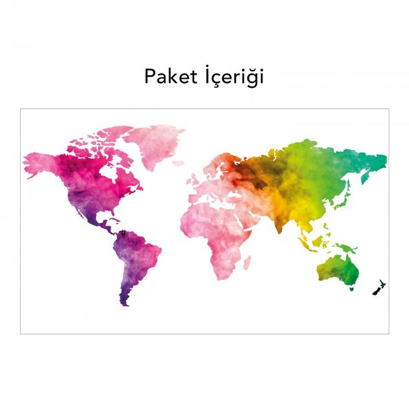 Dünya Haritası 2 Duvar Sticker, Duvar Çıkartması, Çocuk Odası Sticker DP-1673 - 2