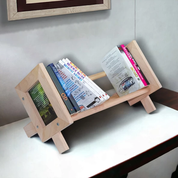 Masaüstü Kitaplık Ahşap Kitap Rafı Banyo Havlu Çok Amaçlı Organizer Düzenleyici - 4