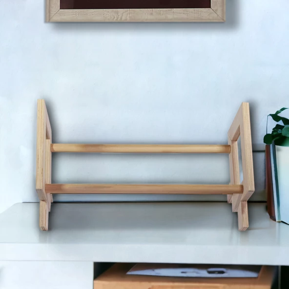 Masaüstü Kitaplık Ahşap Kitap Rafı Banyo Havlu Çok Amaçlı Organizer Düzenleyici - 9