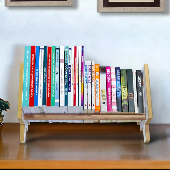 Masaüstü Kitaplık Ahşap Kitap Rafı Banyo Havlu Çok Amaçlı Organizer Düzenleyici - 7