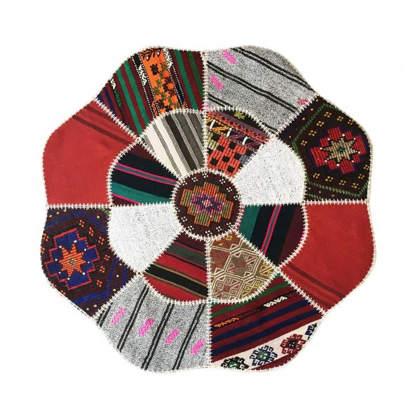 Kırkyama Çiçek Desen Kilim Orta Halısı 150x150 cm XHE0054