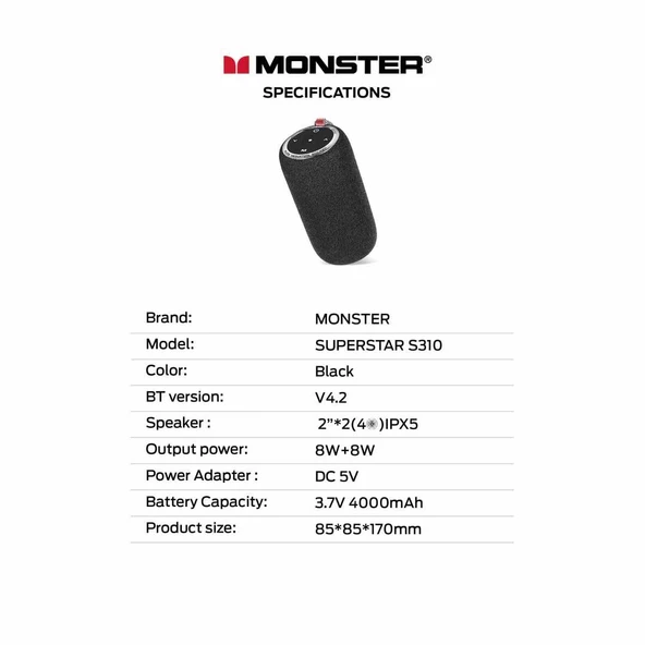 Monster Superstar S310 Tasinabilir Kablosuz Hoparlör 30W - 5