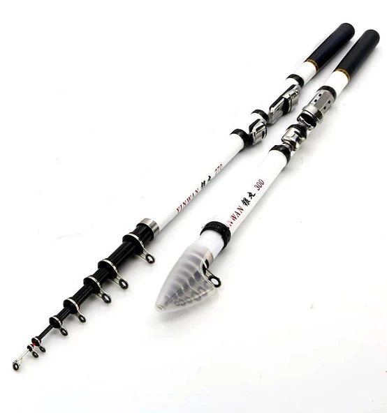 Valkyrie Kazıklı 3 Metre Karbon Fiber Balık Olta Kamış - 9 Boğum 9 Halka Teleskopik - - 9