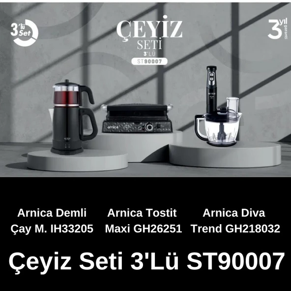 Arnica Siyah 3lü Çeyiz Seti 90007 Siyah - IH33205 - GH26251-GH21803