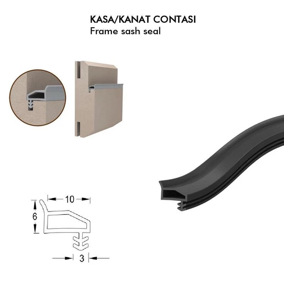 Contacall Ahşap Kapı Fitili Ahşap Kapı Contası Krem 25 Metre Yandan Tırnaklı AKC 52 - Resim 3