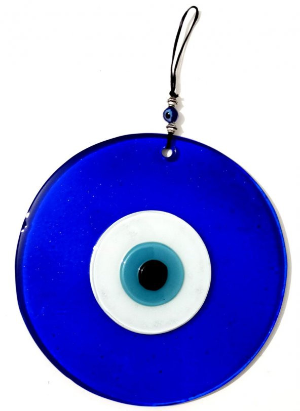 Mavi Renk 16 Santimetre El Yapımı Nazar Boncuğu Duvar Süsü - Resim 2