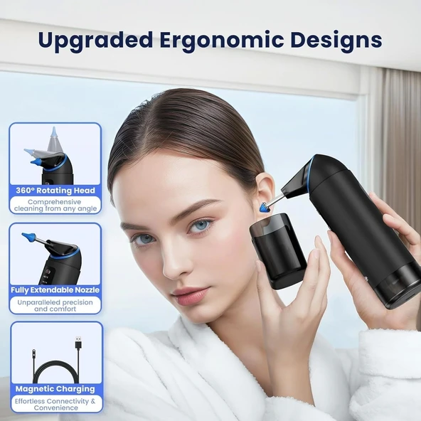 Auracle Kulak Kiri Temizleme - 4 Su Basınç Modu Kulak Temizleyici - Mavi - 4