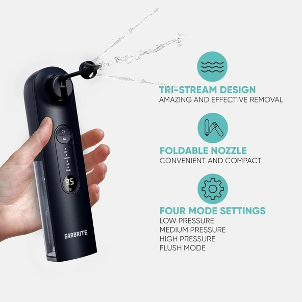 EarBrite Su Gücüyle Çalışan Kulak Temizleyici - İç Kulak Temizleme - Siyah - 3