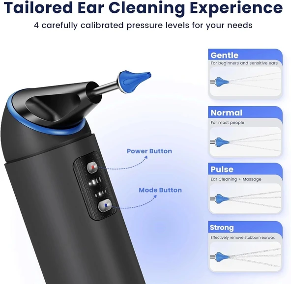 Auracle Kulak Kiri Temizleme - 4 Su Basınç Modu Kulak Temizleyici - Mavi - 2