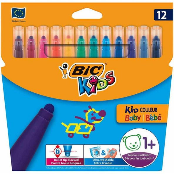 BIC KID COULEUR BABY KEÇELİ KALEM 12 RENK