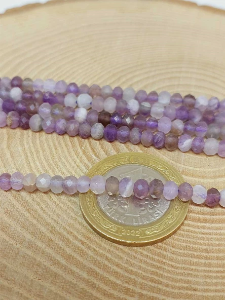 Ametist Taşı Rondela Faset Kesim 3*4mm Dizi (53110) - 2