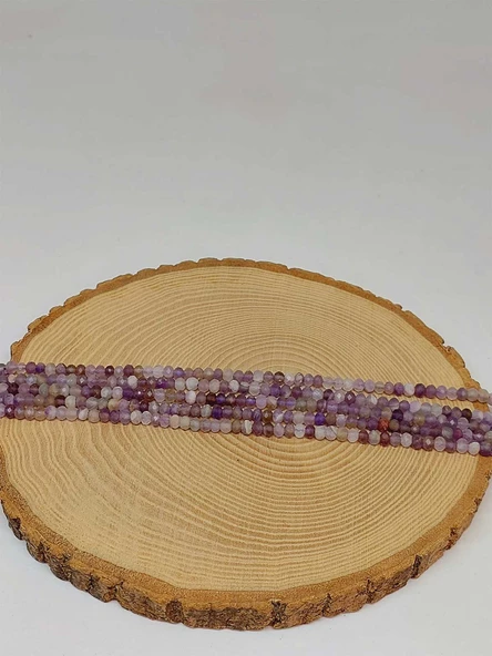 Ametist Taşı Rondela Faset Kesim 3*4mm Dizi (53110) - 3