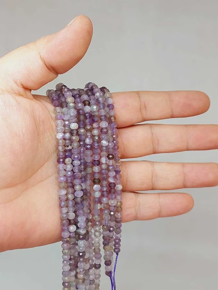 Ametist Taşı Rondela Faset Kesim 3*4mm Dizi (53110)