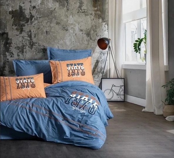 Cotton Box Mood Nakışlı Ranforce Çift Kişilik Nevresim Takımı State Tarçın