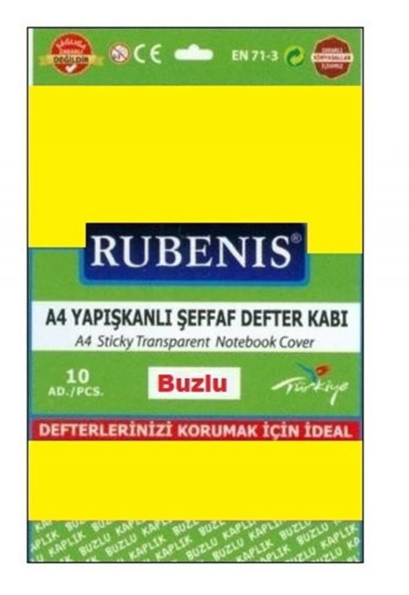 A4 KENARI YAPIŞKANLI ŞEFFAF DEFTER KABI 10LU PAKET SARI