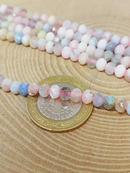 Morganit Taşı Rondela Faset Kesim 4*5mm Dizi (53096) - 2