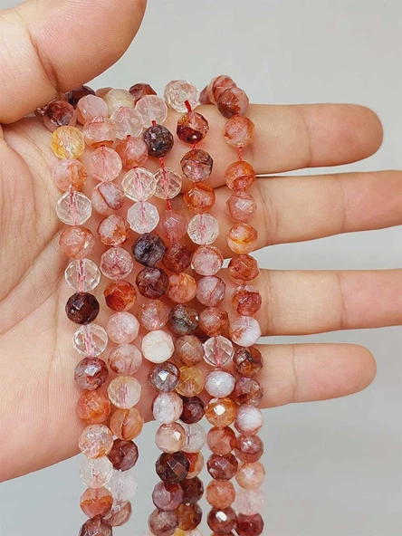 Hematoid Kuvars Taşı Faset Kesim Dizi 7mm (53082) ürün görseli