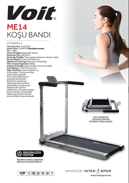 VOIT ME14 KATLANABİLİR KOŞU BANDI - 4