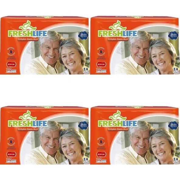 Fresh Life Belbantlı Hasta Bezi Islaklık Göstergeli XL 30 Adet 4 lü