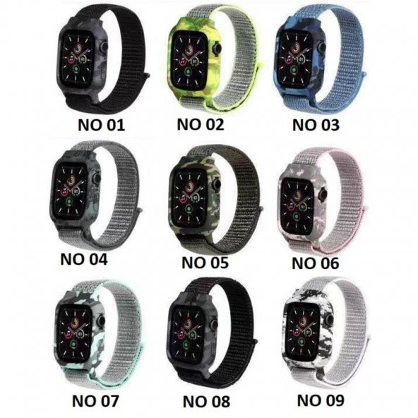 Apple Watch 38mm 2in1 Kumaş Kordon Silikon Kılıf