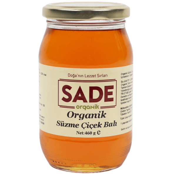 Sade Organik Süzme Çiçek Balı 460 gr