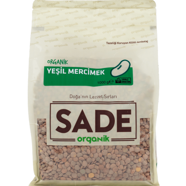 Sade Organik Yeşil Mercimek 1000 gr