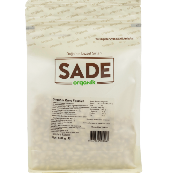 Sade Organik Kuru Fasulye 500 gr - 4