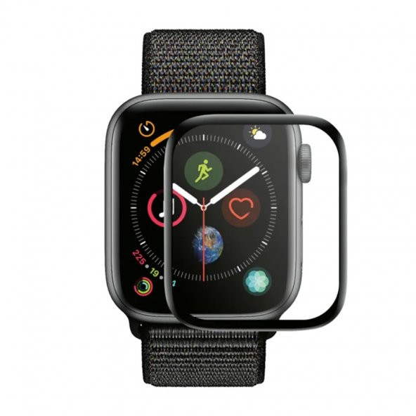 Apple Watch 38 - 40 - 42 - 44mm Tam Kaplama Nano Ekran Koruyucu Siyah Çerçeve