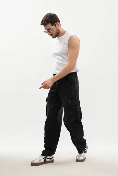 Erkek Kargo Cepli Jean Pantolon - 4