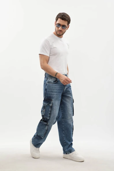 Erkek Kargo Cepli Jean Pantolon - 5